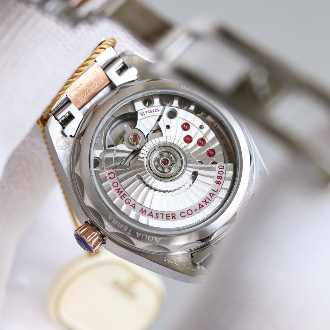 SEAMASTER CO-AXIAL 34MM ROSE GOLD STEEL DIAMOND BEZEL