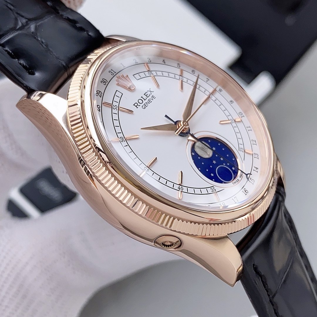 CELLINI MOONPHASE 39MM ROSE GOLD WHITE DIAL
