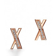 X EARRINGS ROSE GOLD DIAMONDS