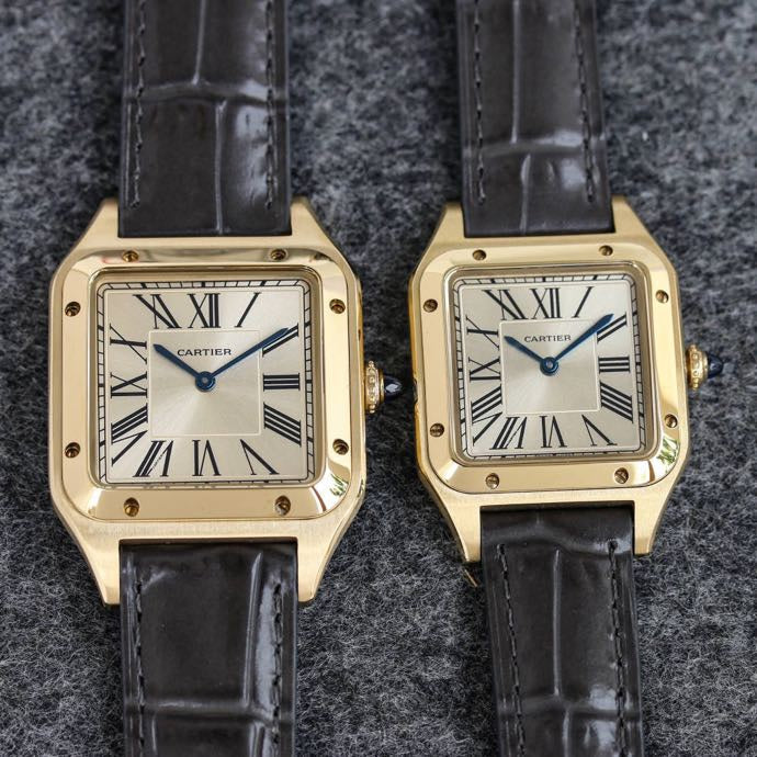 SANTOS DUMONT LADY GOLD CASE LEATHER STRAP