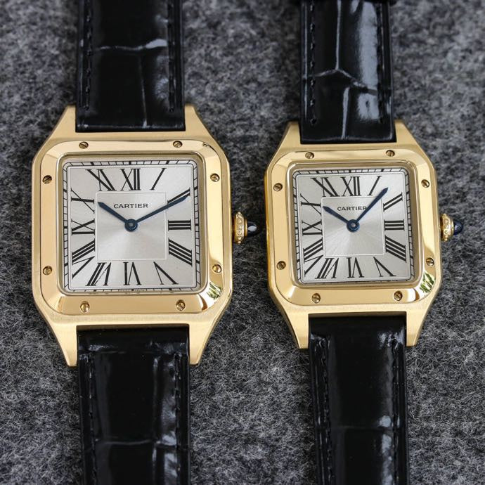 SANTOS DUMONT LADY GOLD CASE LEATHER STRAP