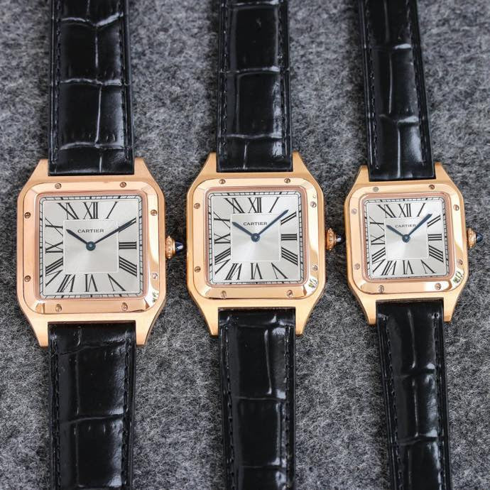 SANTOS DUMONT LADY PINK GOLD CASE LEATHER STRAP