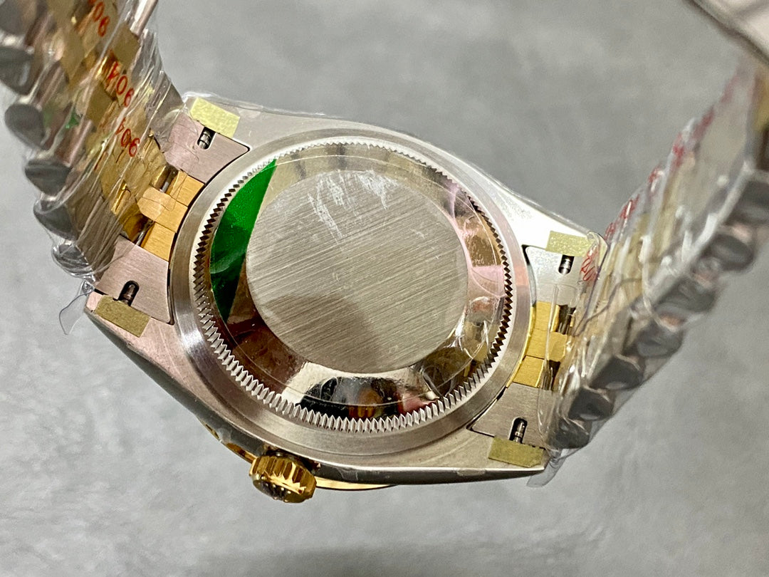 DATEJUST 31MM GOLD STEEL DIAMOND BEZEL GREEN DIAL