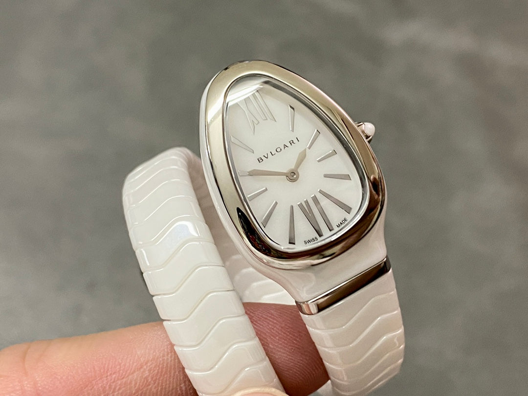 SERPENTI SPIGA WHITE CERAMIC SILVER