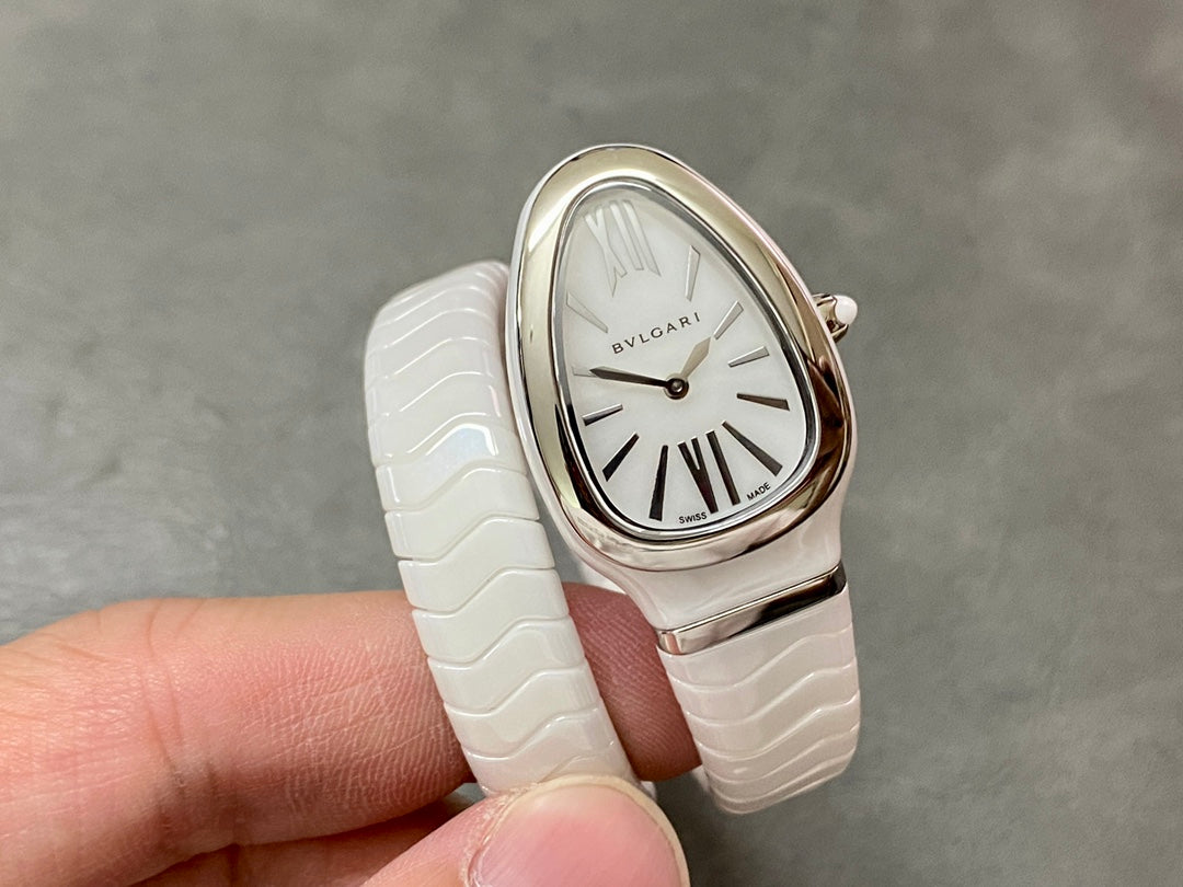 SERPENTI SPIGA WHITE CERAMIC SILVER