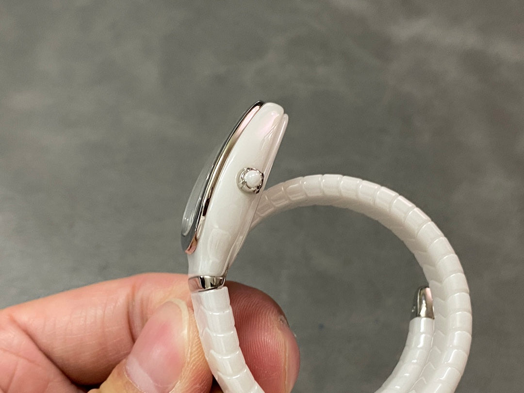 SERPENTI SPIGA WHITE CERAMIC SILVER
