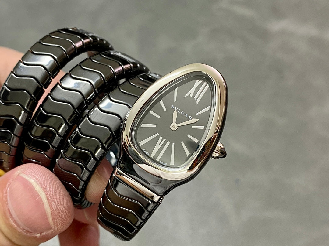 SERPENTI SPIGA BLACK CERAMIC SILVER