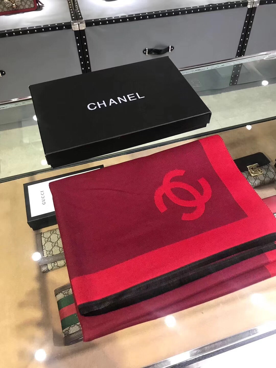 CC Scarf 180 CM In Dark Red Mix Bright Red Cashmere 360522