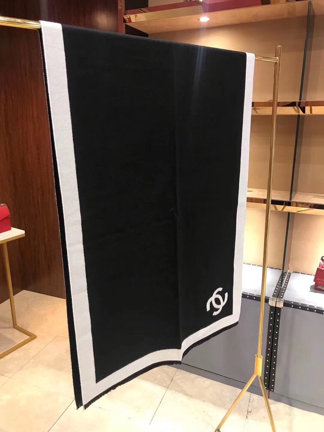 CC Scarf 180 CM In Black Mix White Cashmere 360523