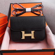 HM CONSTANCE BAGS 18 BLACK EPSOM GOLD HARDWARE