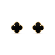 CLOVER MEDIUM ONYX PINK GODL EARRINGS