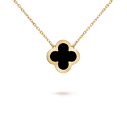 PURE CLOVER PINK GOLD ONYX NECKLACE