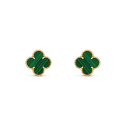 CLOVER MEDIUM MALACHITE PINK GODL EARRINGS