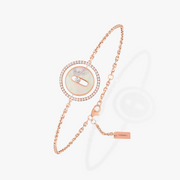 LUCKY MOVE WHITE MOTHER OF PEARL PINK GOLD DIAMOND BRACELET