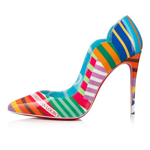 CL Pumps Hot Chick 100 mm Multi/lin Blue-white Patent leather