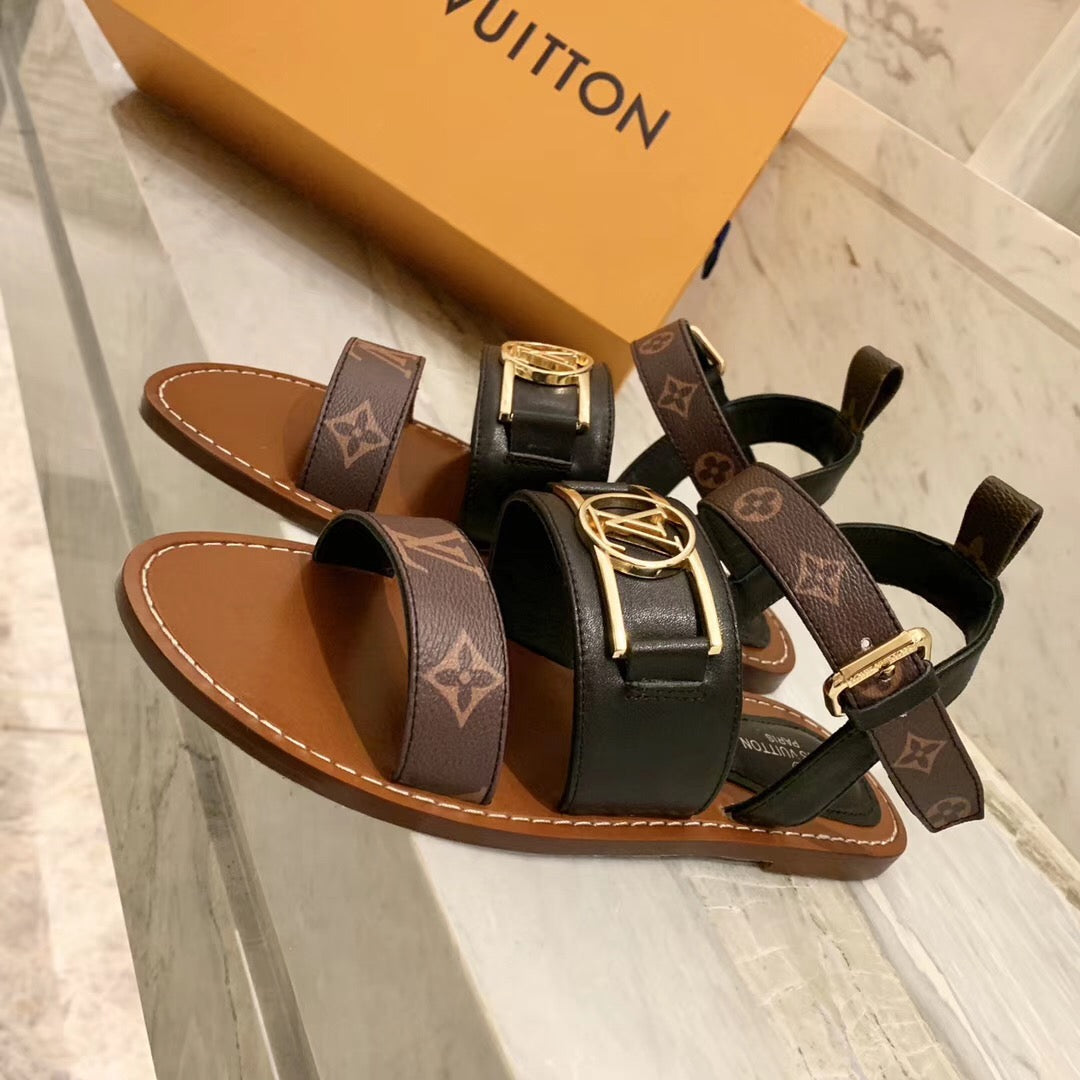 LV Academy Flat Sandal Dark Brown Cowhide