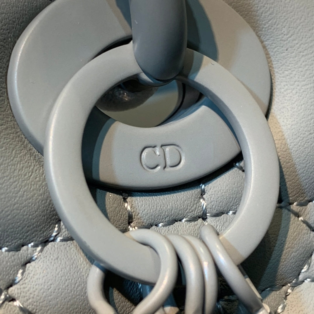 medium lady 24 matte grey calfskin matte grey hardware