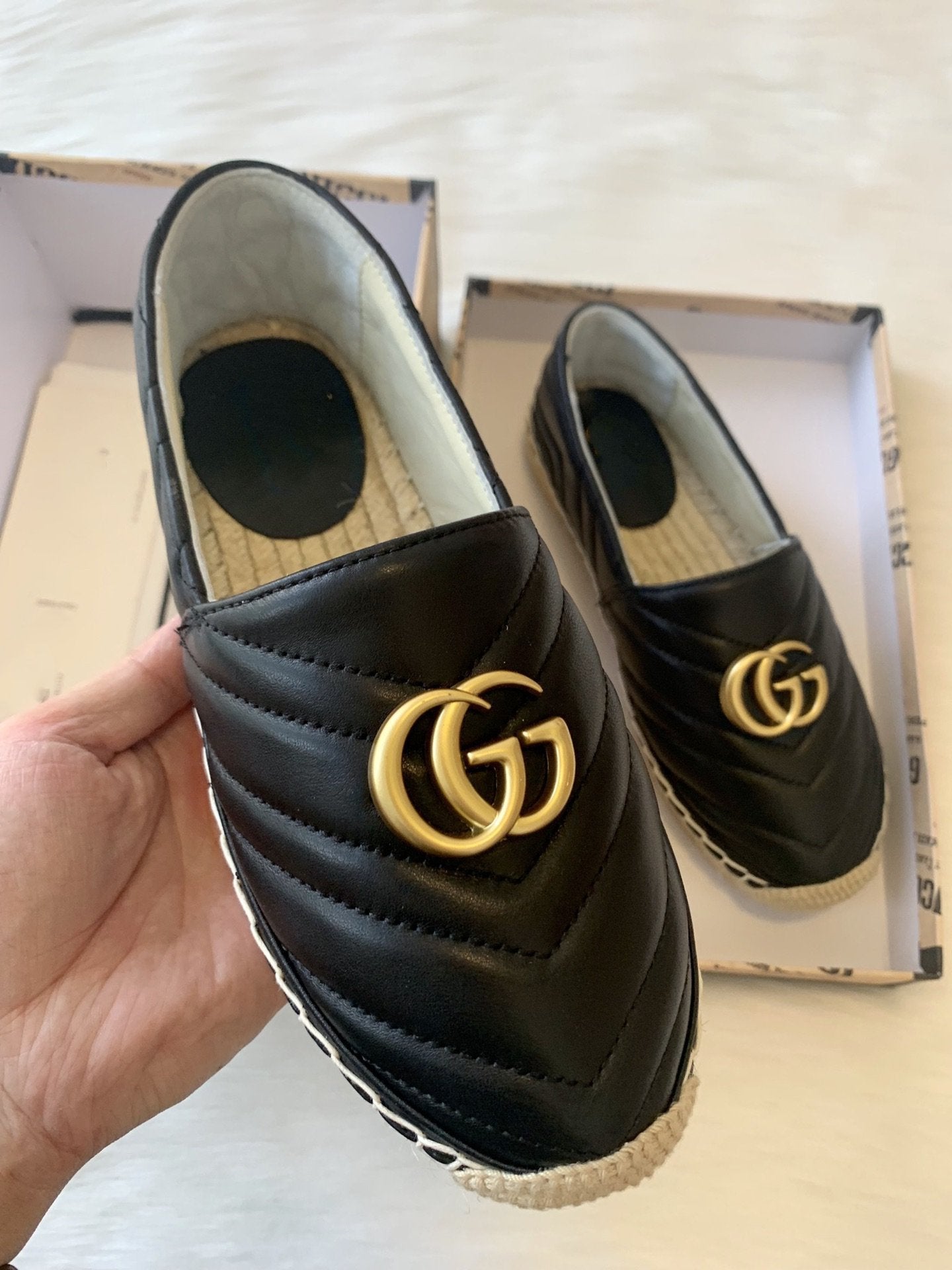 gg espadrilles black calfskin