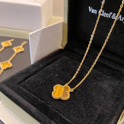 VCA Clover Necklace Tiger's Eye Gold