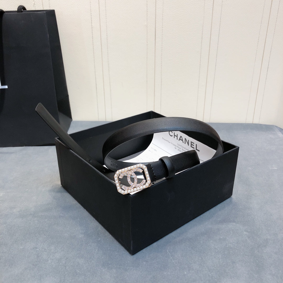 Chanel 2026 Pearl Buckle Belt 20mm Leather