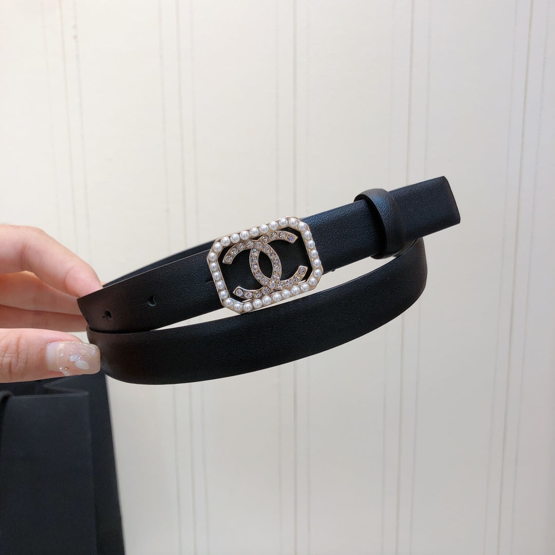 Chanel 2026 Pearl Buckle Belt 20mm Leather