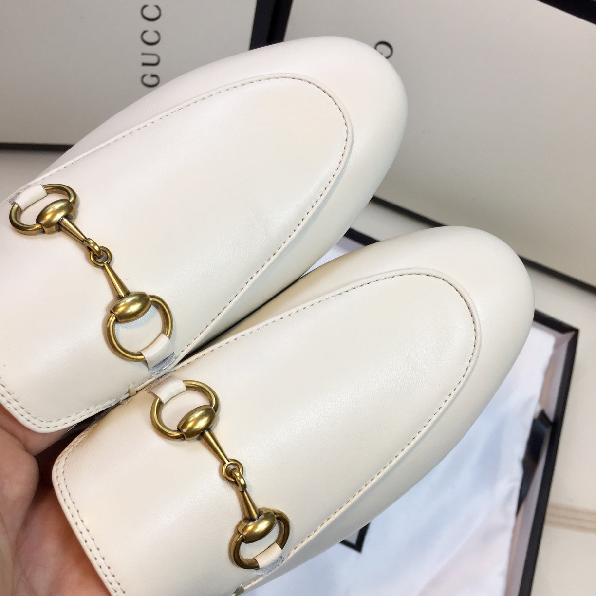 GG SLIPPER PRINCETOWN WHITE CALFSKIN