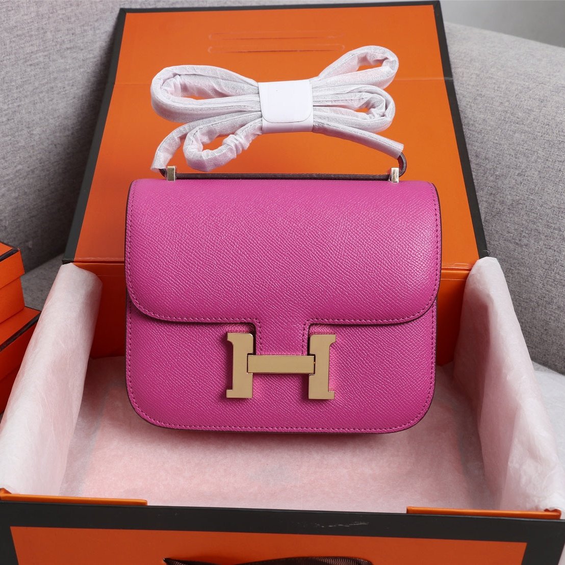 HM CONSTANCE BAG 18 PINK EPSOM GOLD HARDWARE