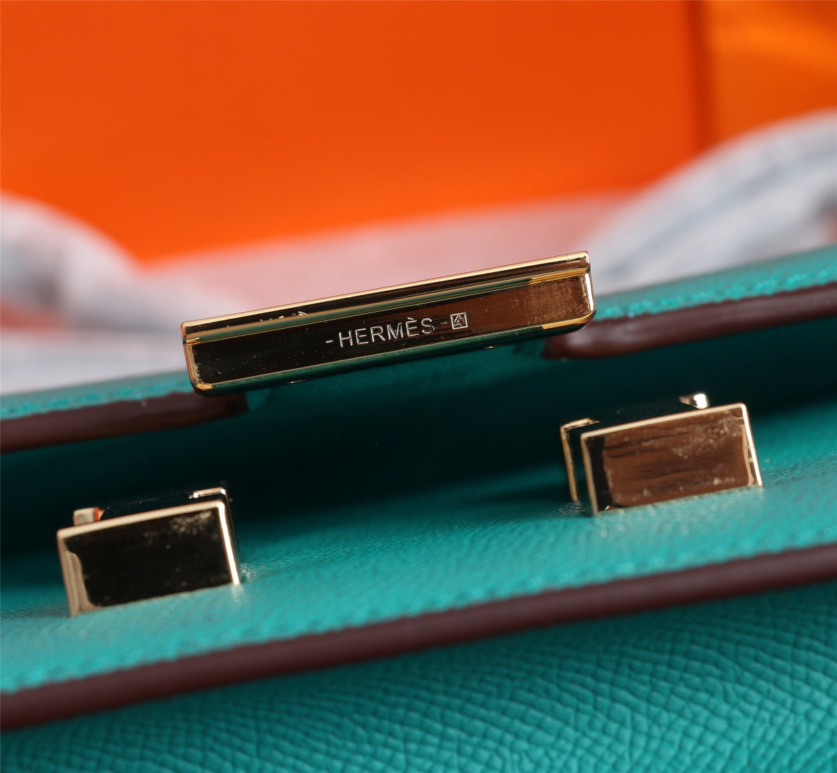 HM CONSTANCE BAG 18 TURQUOISE EPSOM GOLD HARDWARE