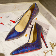 CL Kate Strass Degrade Pumps 100mm Suede Blue