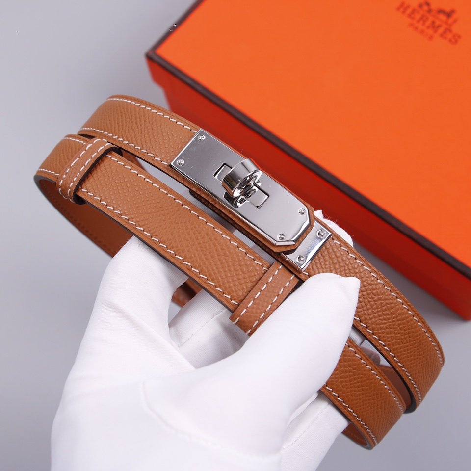 hm kelly belt 18mm gold calfskin silver buckle