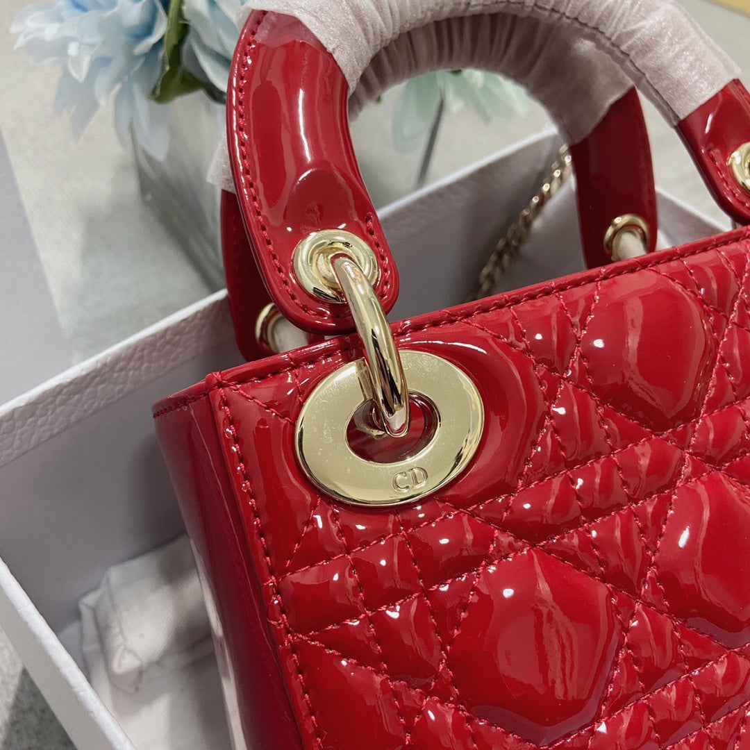 mini lady 17 red patent calfskin