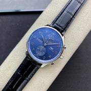 IWC Portuguese 40mm Blue Dial Steel Case Black Crocodile Leather