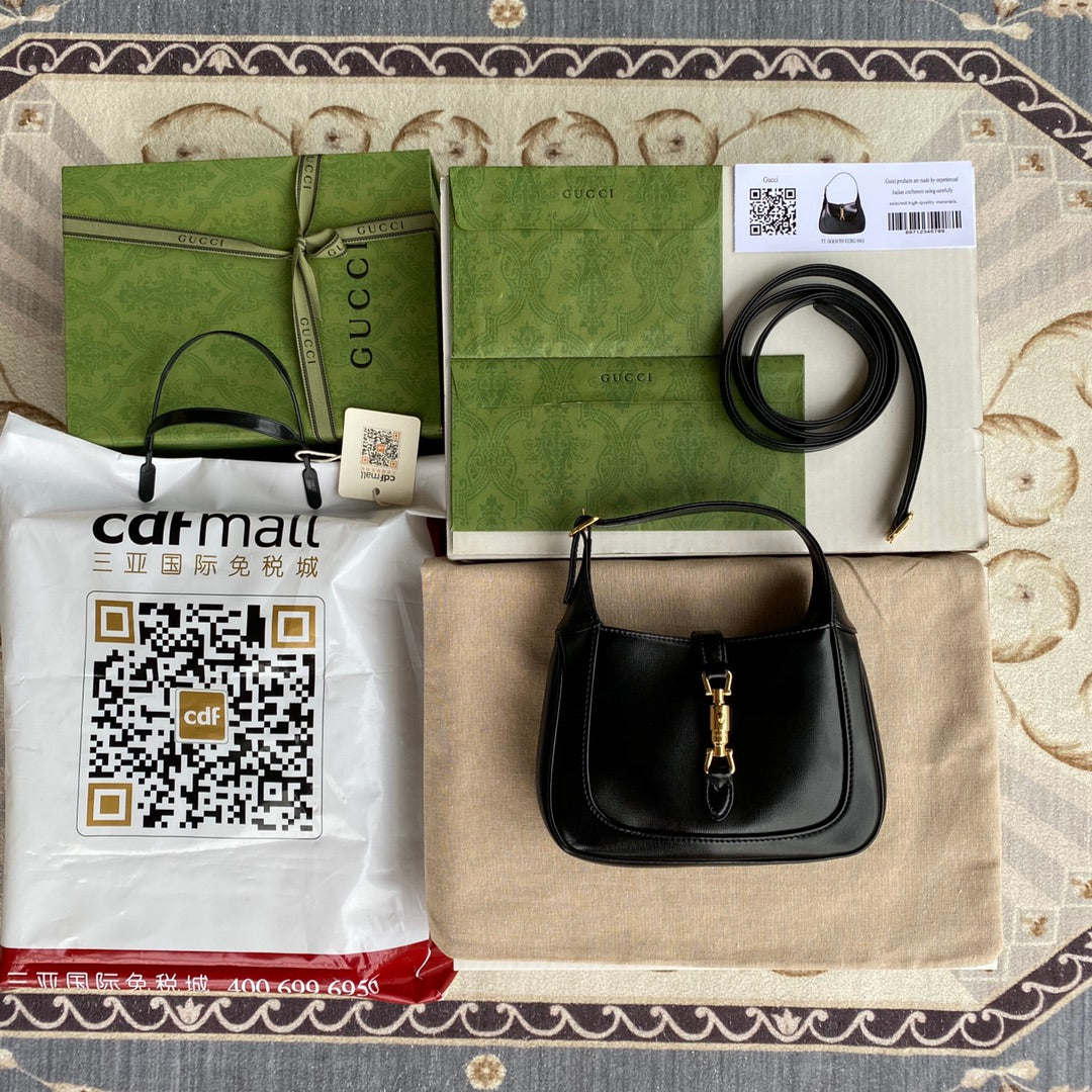 gg jackie mini 19cm black calfskin