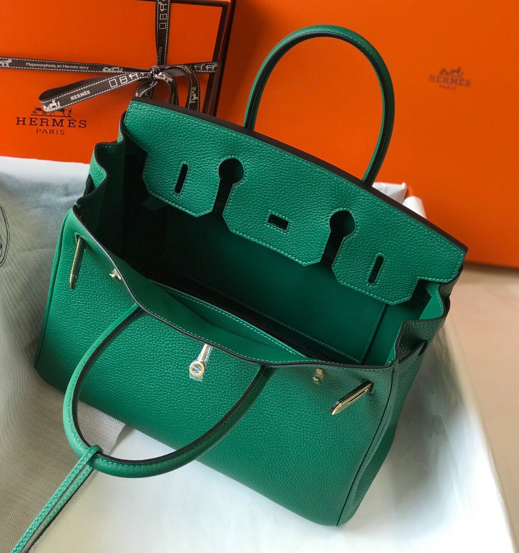 HM BIRKIN GREEN TOGO LEATHER GOLD HARDWARE