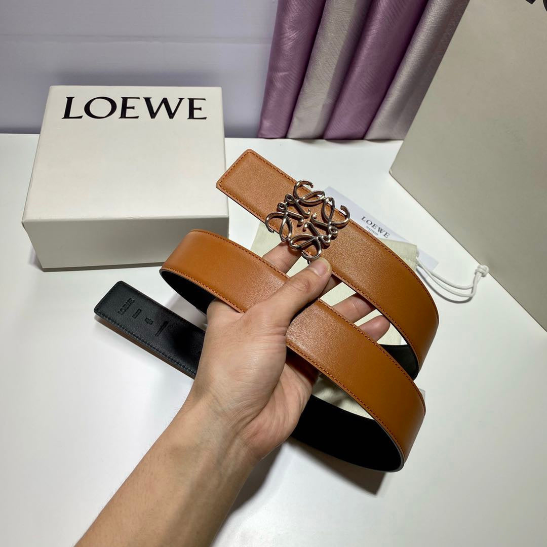 Anagram belt 40mm reversible black brown silver buckle