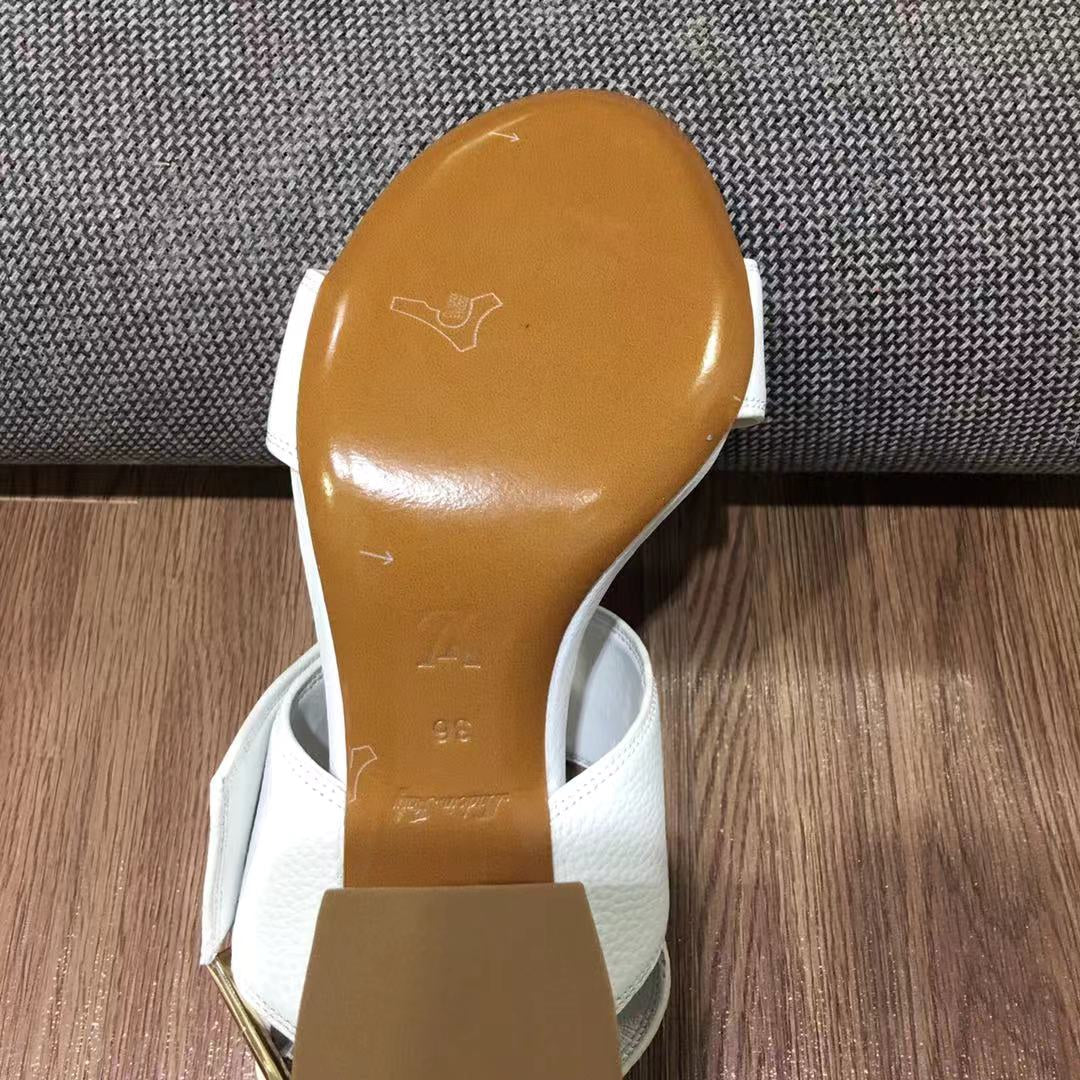 LV Horizon Ankle Strap Sandals 75mm White Calfskin