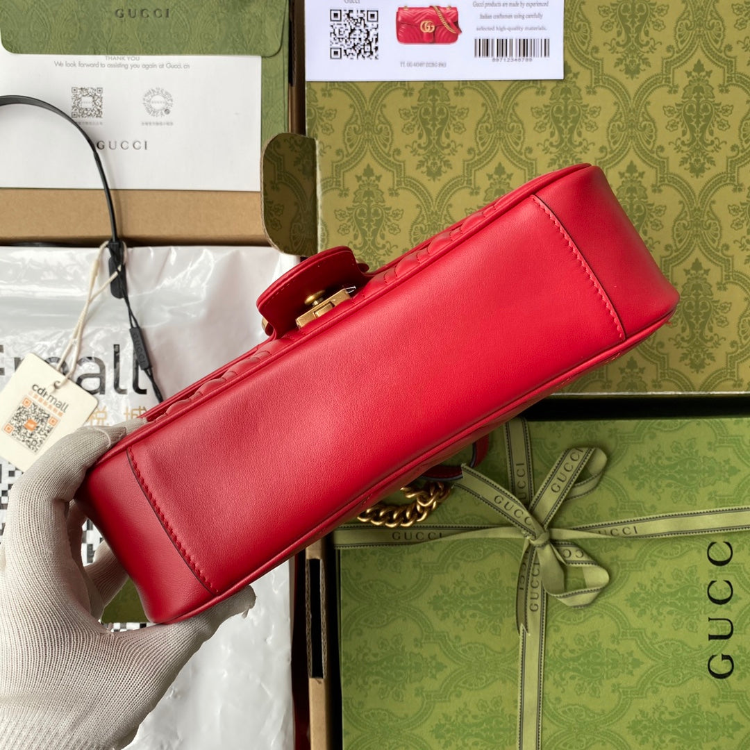 gg marmont 26cm red calfskin gold hardware