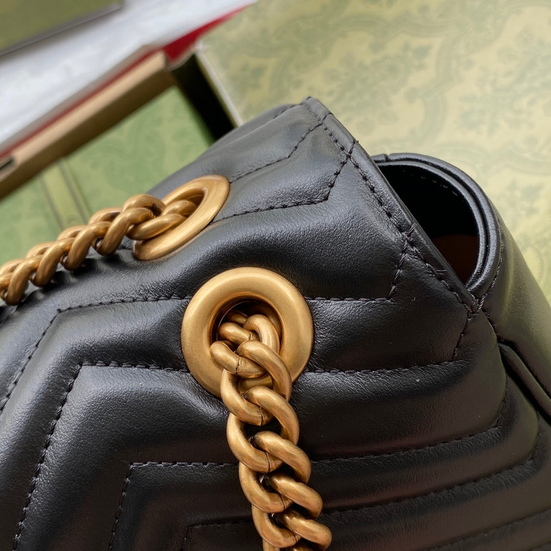 gg marmont 26cm black calfskin gold hardware