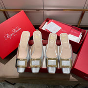 Viv Mules Silver Patent Leather 307799