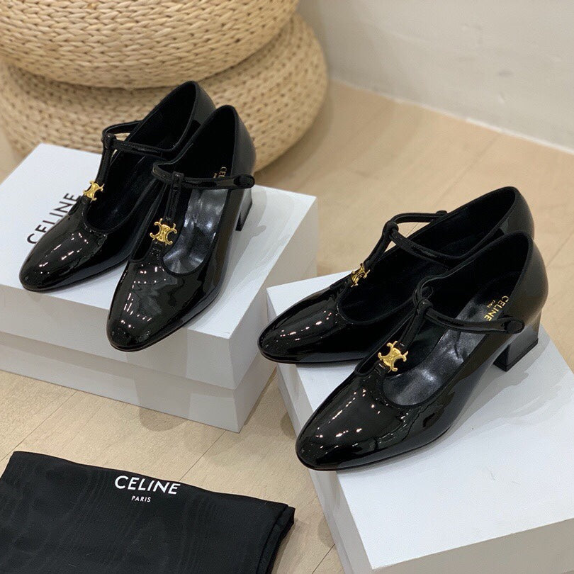 Celine Mary Jane Black Patent Leather 237236