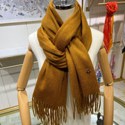 LP Grande Unita Scarf 200 CM In Ochre Yellow Cashmere 645523