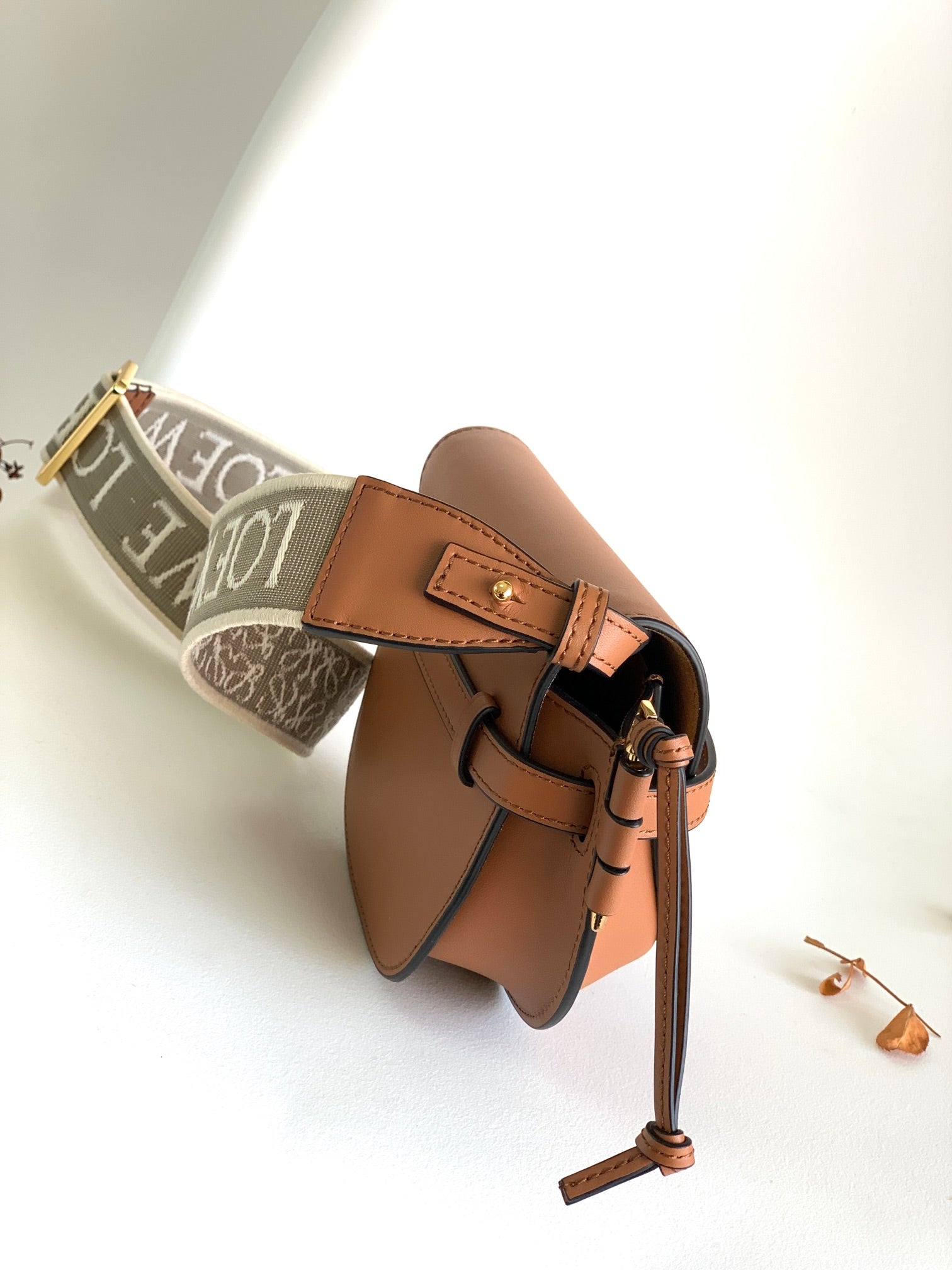 Mini Gate Dual Bag 21cm Tan Calfskin