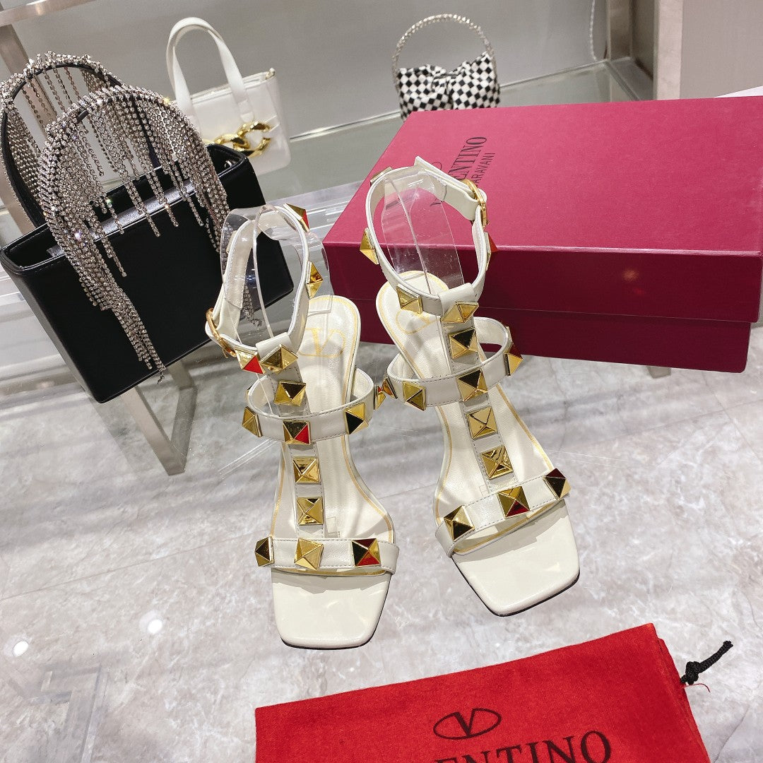 Valentino Studded Strappy Pumps 95mm Sheepskin 239551