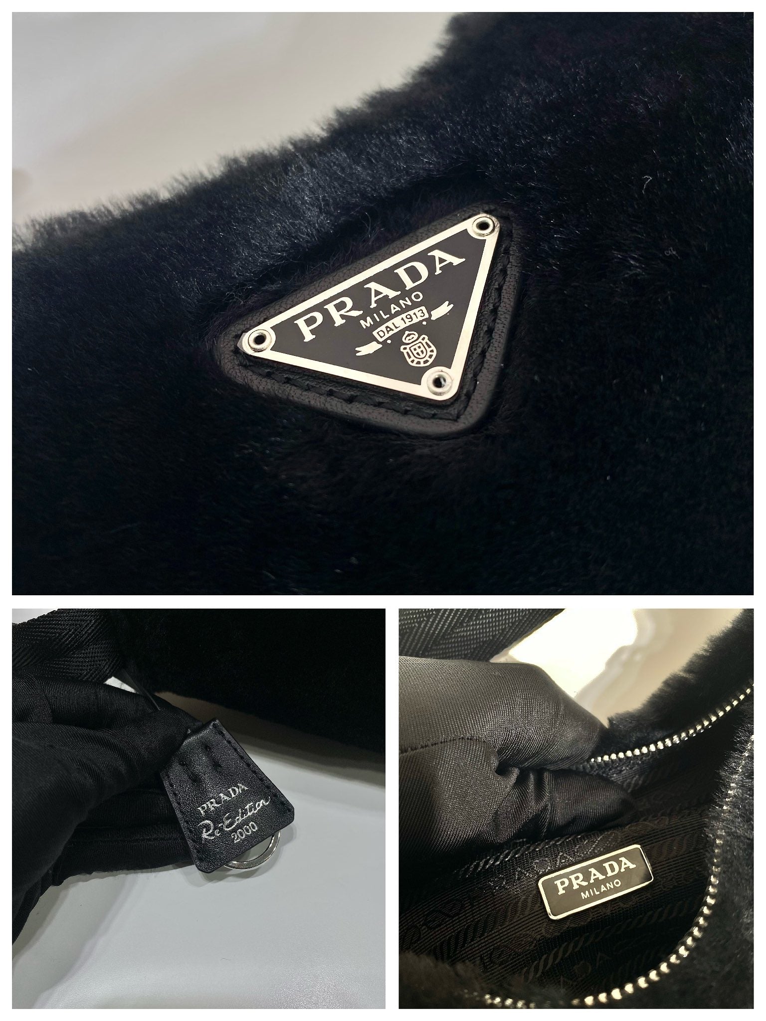 HOBO BAG 23 IN BLACK RABBIT FUR