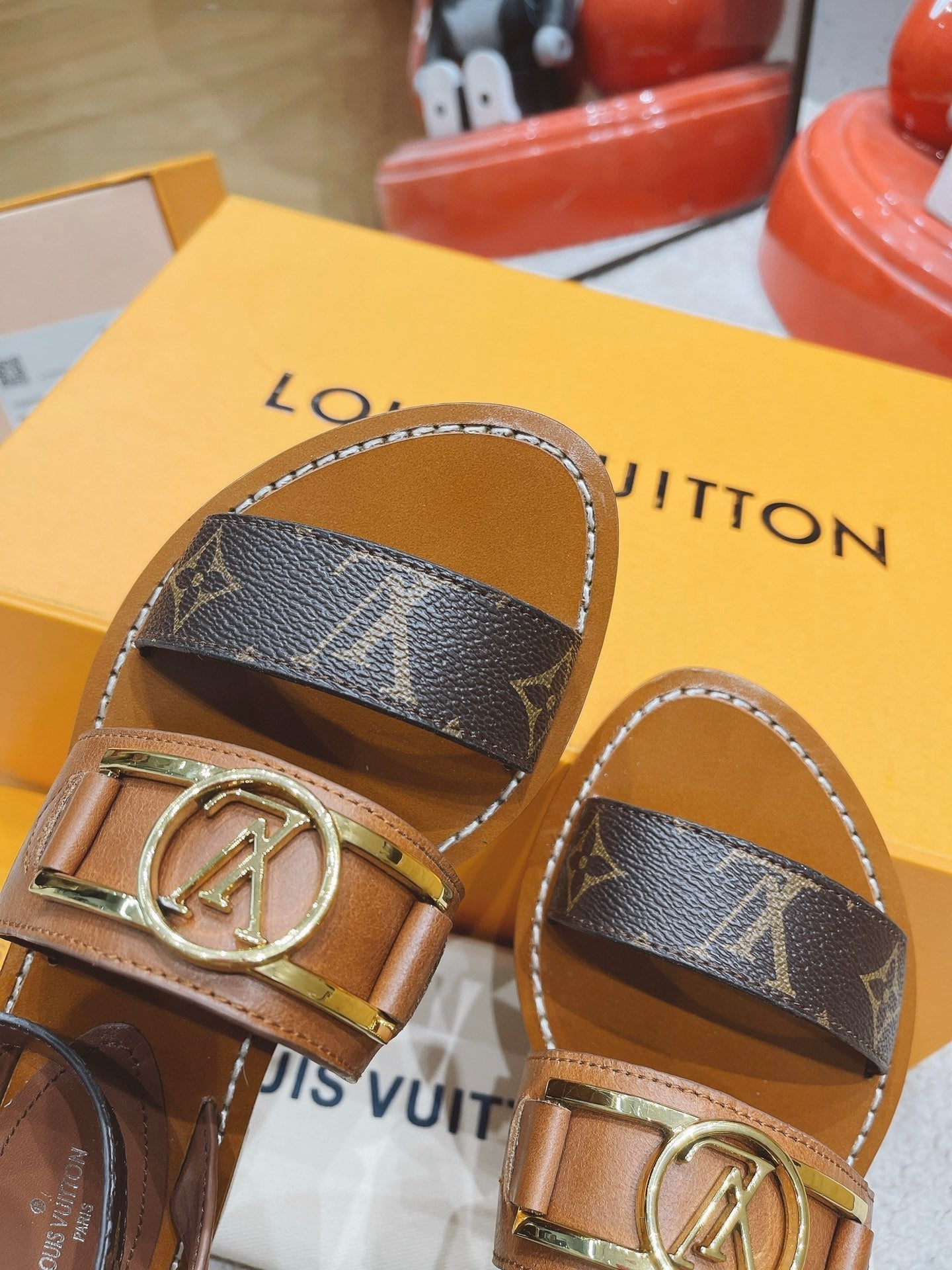 LV Academy Flat Sandal Light Brown Cowhide