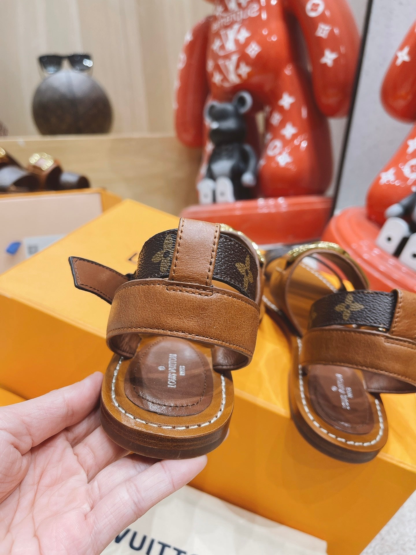 LV Academy Flat Sandal Light Brown Cowhide