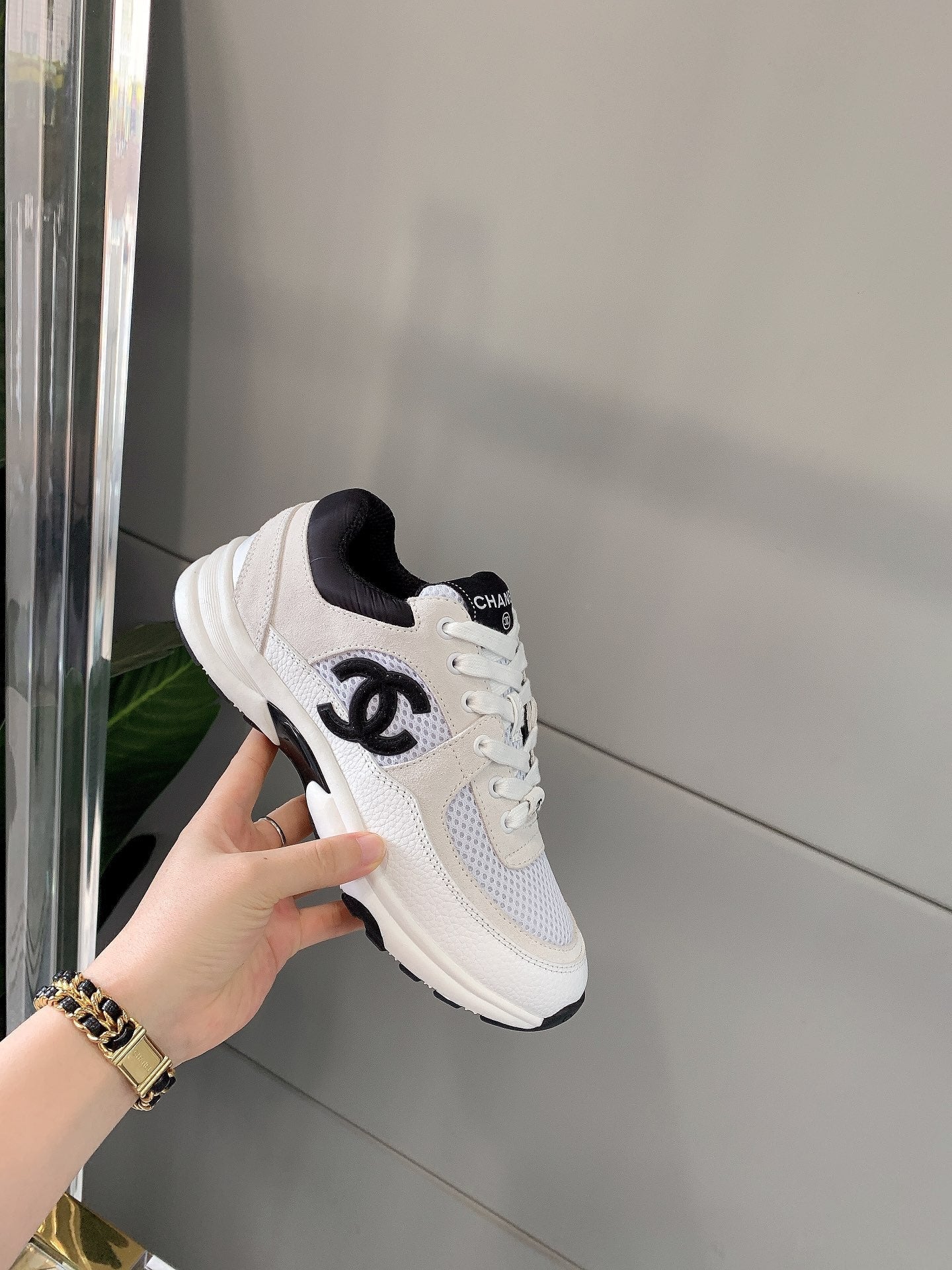 CC Sneaker In White Mesh Fabric 145612