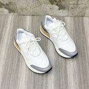 HM EMBOSSED ICON SNEAKER WHITE AND GRAY CALFSKIN