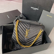 COLLEGE MEDIUM 24 IN BLACK LAMBSKIN GOLD HARDWARE