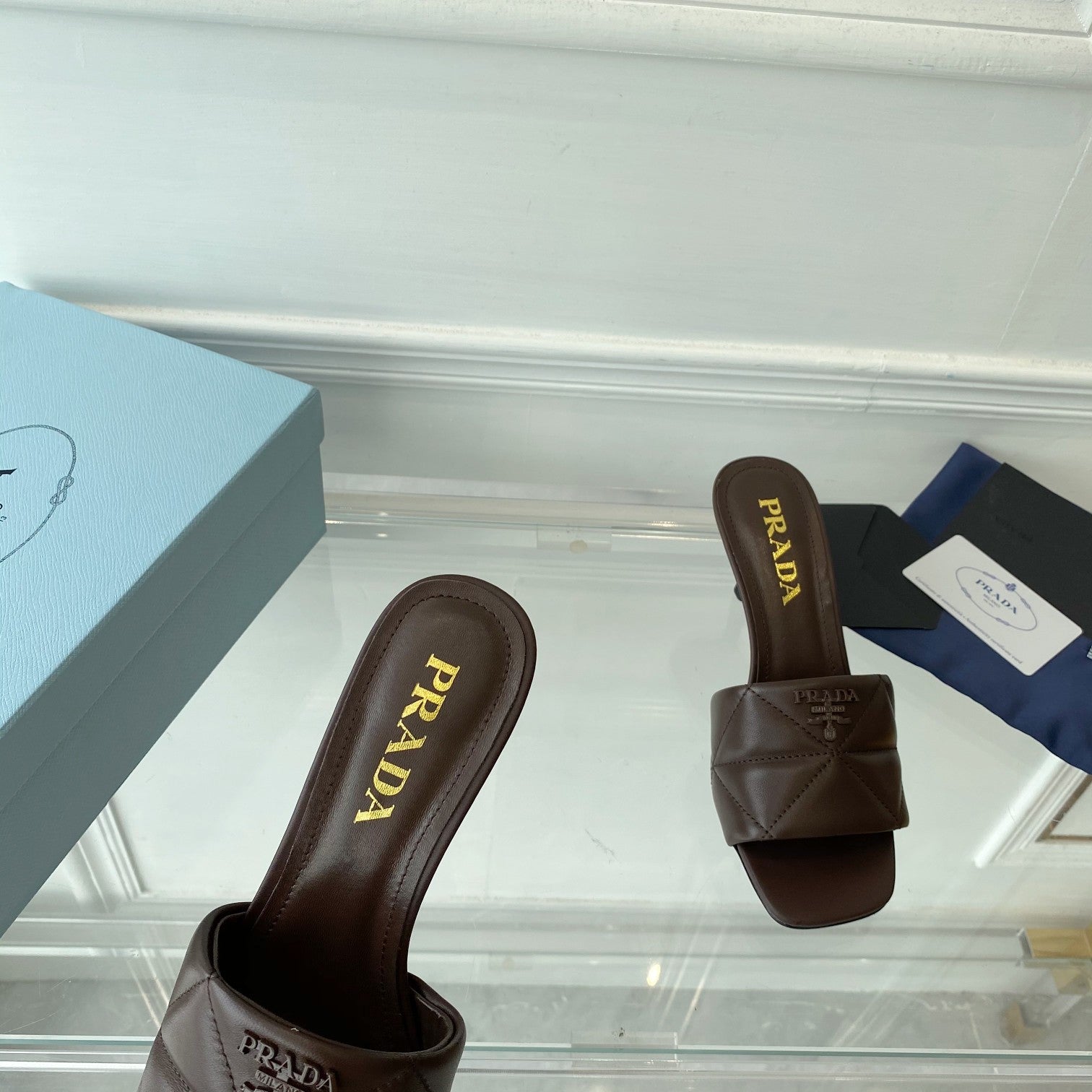 PRA QUILTED HIGH HEELS SANDALS 65 CHOCOLATE LAMBSKIN